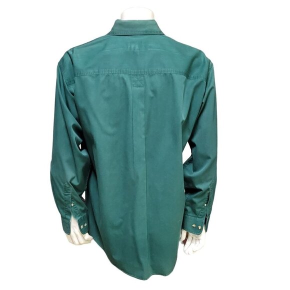 Savane Men's Long Sleeve, Button-Up Hunter Green, Deep Dye Shirt, Size Large Lon - Picture 3 of 9